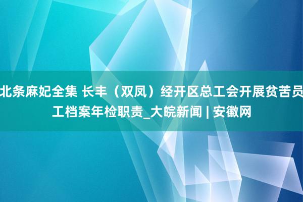 北条麻妃全集 长丰（双凤）经开区总工会开展贫苦员工档案年检职责_大皖新闻 | 安徽网