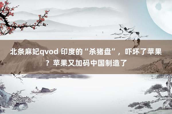 北条麻妃qvod 印度的“杀猪盘”，吓坏了苹果？苹果又加码中国制造了