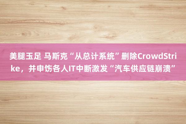 美腿玉足 马斯克“从总计系统”删除CrowdStrike，并申饬各人IT中断激发“汽车供应链崩溃”