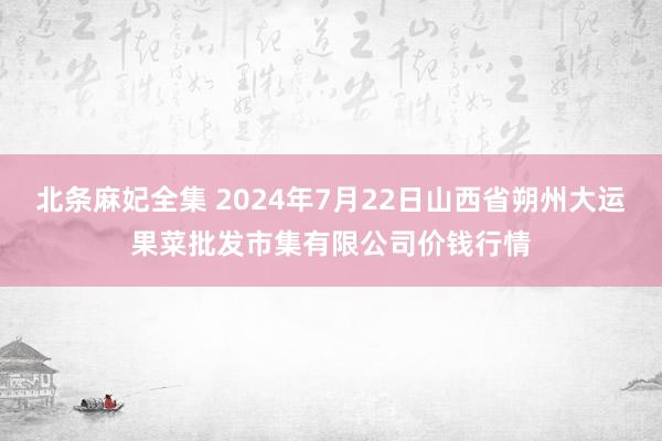 北条麻妃全集 2024年7月22日山西省朔州大运果菜批发市集有限公司价钱行情