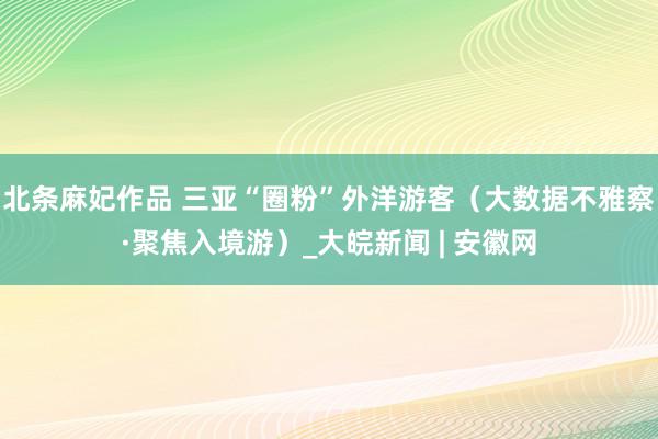 北条麻妃作品 三亚“圈粉”外洋游客（大数据不雅察·聚焦入境游）_大皖新闻 | 安徽网