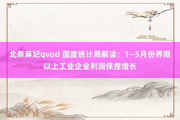 北条麻妃qvod 国度统计局解读：1—5月份界限以上工业企业利润保捏增长